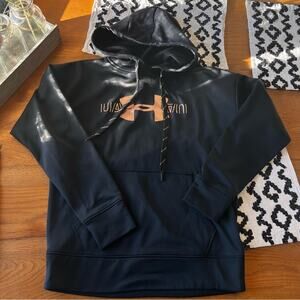 Under Armour UA Black Gold Hoodie Sweatshirt womens size XS kangaroo pocket